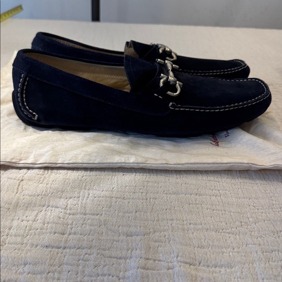 Salvatore Ferragamo Men's Dark Blue Suede Loafers, sz 12 - Picture 6 of 13
